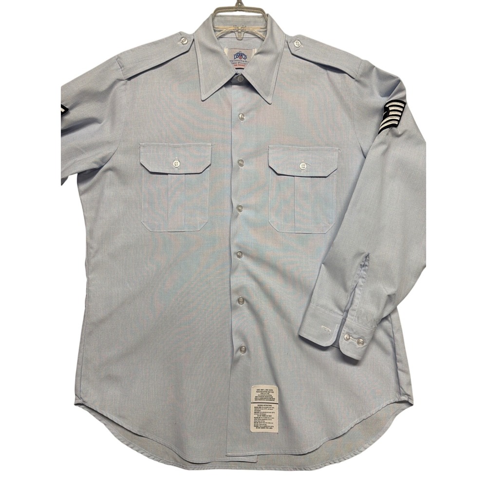 DSCP Wings Collection Mens Blue 1550 Military Dress Shirt 17x34 SPM1C1-08-D-1066